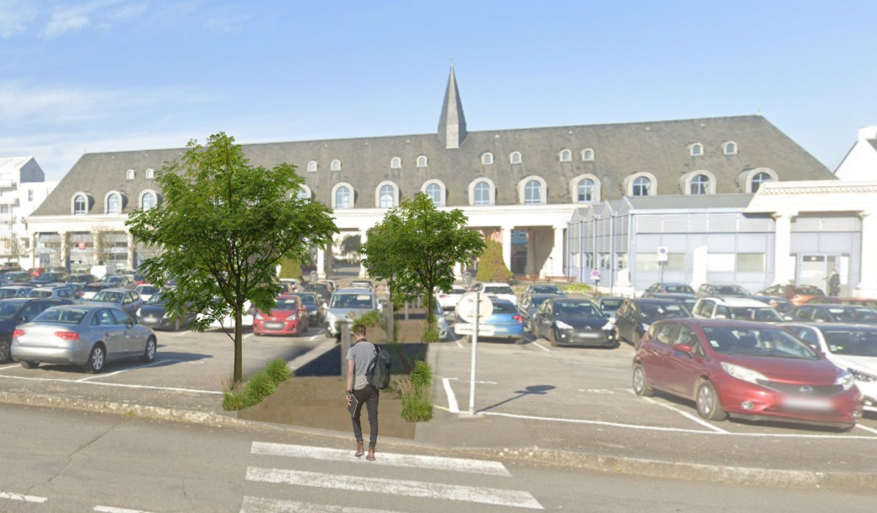 Image d'illustration pour : Cheminement piéton végétal sur le parking des Halles